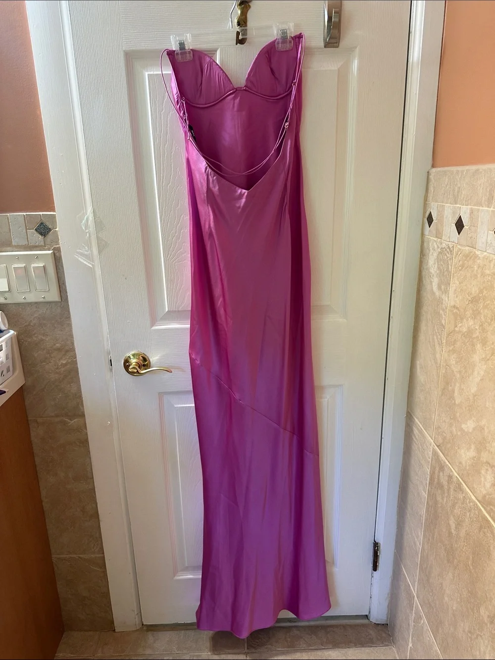 SER.O.YA Pink Silk Asymmetric Sweet Heart Neckline Long Dress Size S - Picture 4 of 16